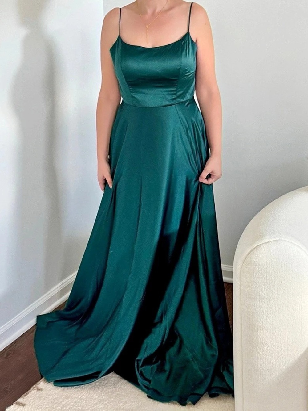 Windsor Satin Maxi Dress in Green Like New